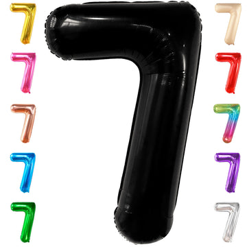 Katchon, Black 40 Inch Giant Number 7 Balloon - Birthday Decorations For 7 Year Old Boys & Girls