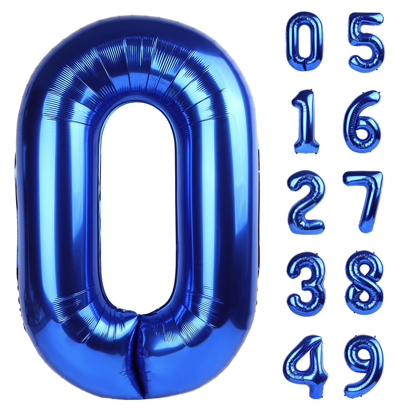 Big Navy Blue 0 Number Balloon 40 Inch, Foil 0 Number Balloons, Number Zero Balloons For 10 20 30 40 50 60 70 80 90 100 Women Me