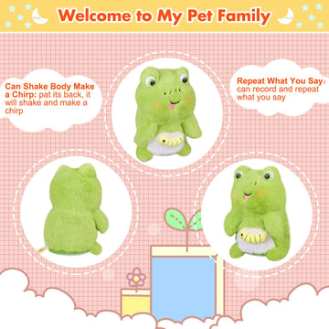Marsjoy Frog Speaking Plush Stuffed Animal Interactive Talking Pet Toy Repeat What You Say Repeating Frog Electronic Pet, Dancin