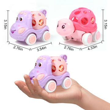 Baby Toy Cars - Toy Cars for Toddlers 1-3,Soft Rattle and Roll Truck for 1-3 Year Olds Girl, Rattle Car for Baby,Gifts for 6-12
