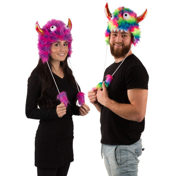 Tigerdoe Monster Hat Costume - Crazy Hats - 2 Pack - Funny Hats - Monster Theme Birthday Party Supplies - Funny Furry Hats Color