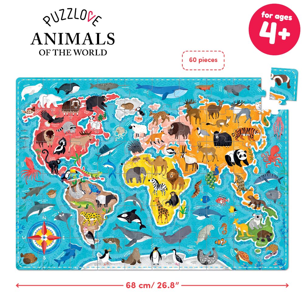 Puzzlove Animals Of The World (60 Pcs) 4+ Floor Puzzle