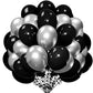 Cyttokl Black And Silver Balloons 12 Inch 100 Pack Metallic Chrome Silver Black Latex Helium Balloons For Birthday Wedding Baby