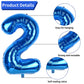40 Inch Blue Number 2 Balloon, 2Nd Birthday Balloons, 11Pcs Silver Birthday Print Balloons Dark Light Blue Latex Balloons 2 Foil