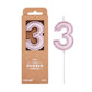 PHD CAKE 2.76 Inch Luxe Rose Gold 3 Number Birthday Candles, Rose Gold Number Candles, Cake Number Candles, Party Celebration