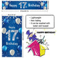 Happy 17Th Birthday Door Cover Porch Banner Sign Set - 17 Years Old Birthday Decoraions Party Supplies For Men - Blue