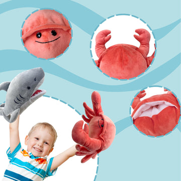 Justqunseen Hand Puppet Crab Puppet,13'' Crab Puppet Animal Puppets For Kids Realistic Plush Puppet Stuffed Crab Toys, Crab Hand