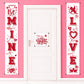 Blulu 3 Pcs Valentines Day Porch Banner Be Mine Banner Happy Valentines Day Decoration Set Heart Love Door Decoration for Welc