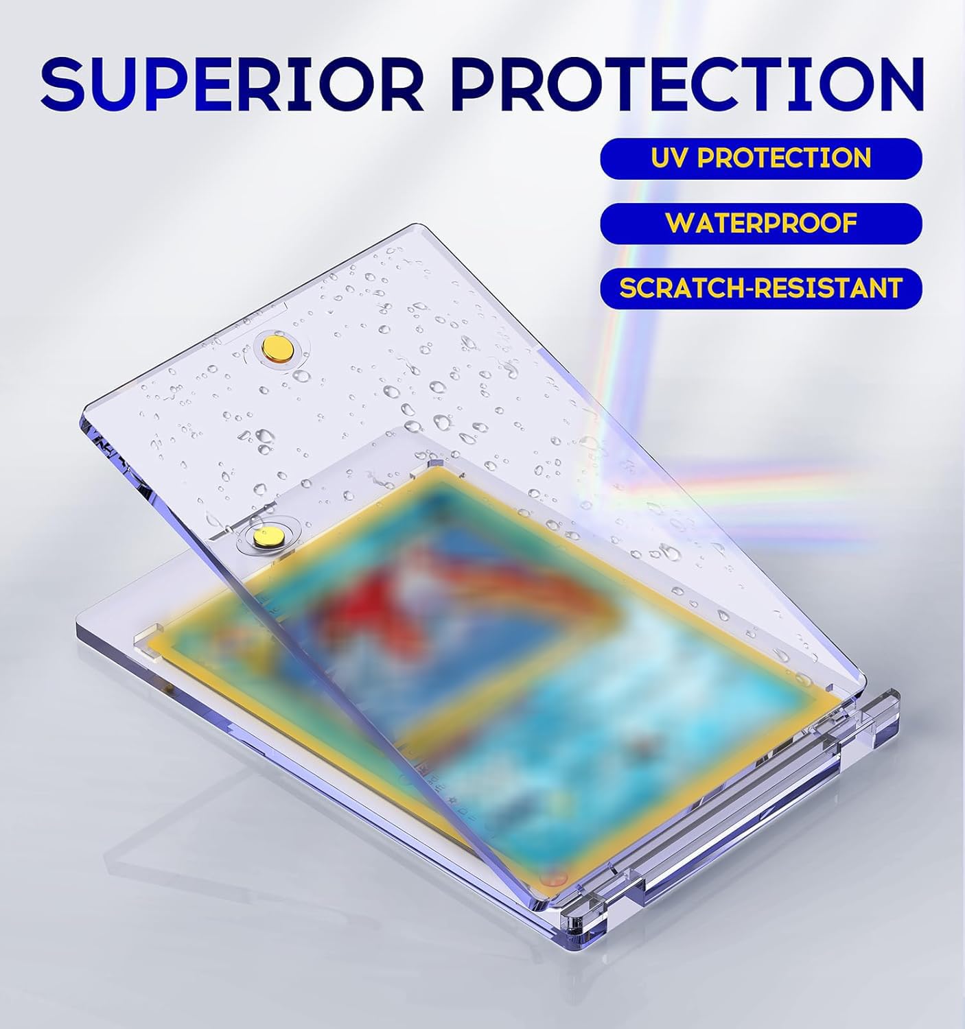 100ct Magnetic Card Holder  35pt One Touch Card Holder  U-V Protectors Hard Plastic for Trading Cards  Magnet Case  Sports  Game  Football  Baseball Cards Holder