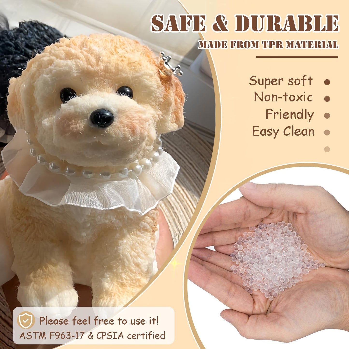 Big taba Squishy Dog  Handmade Squishy Dog Stress Relief Toy for mature-themed/Kids  Cute & Soft Teddy Dog Design  Perfect Squeeze Toys Gift for Relaxation and Fun(Cream Color)