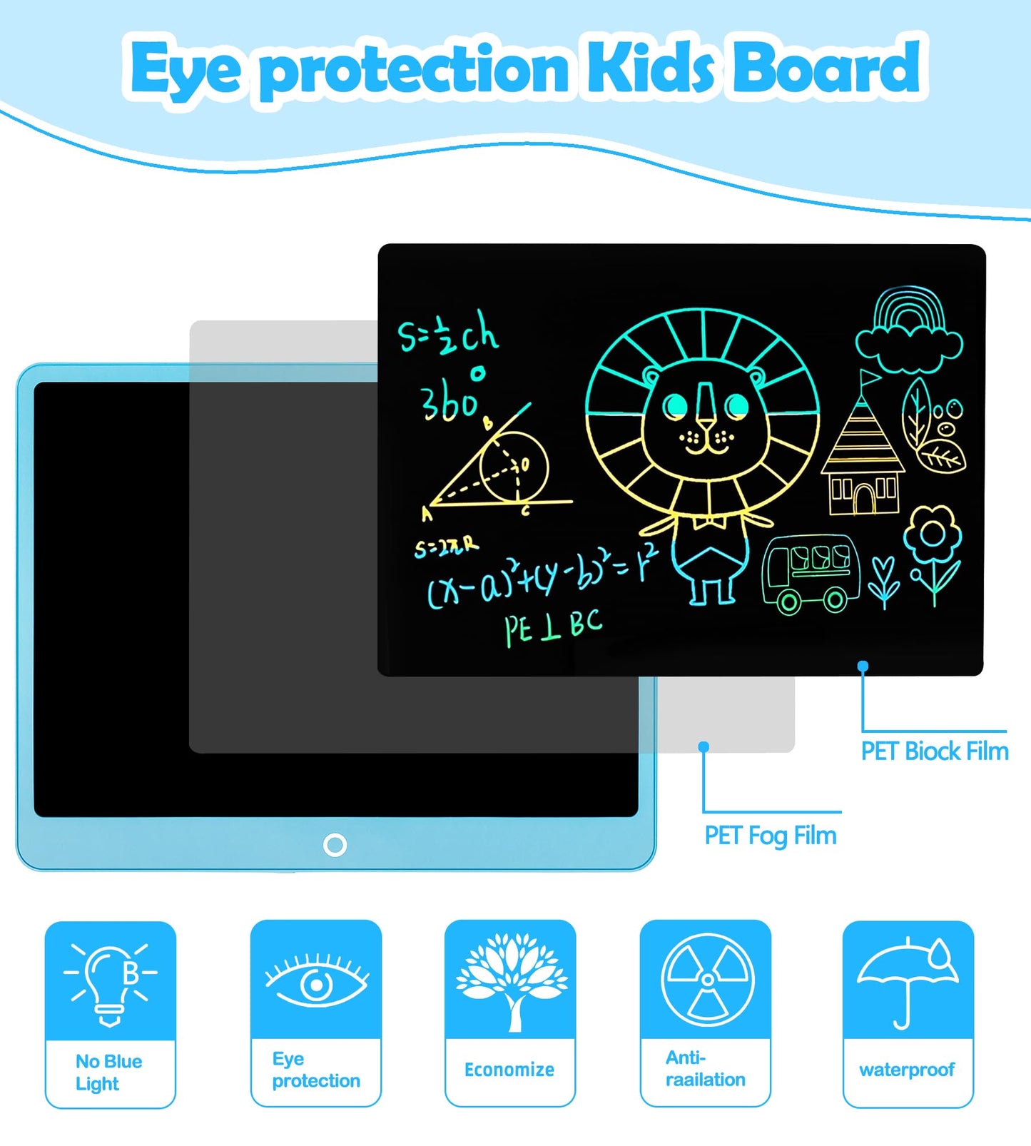 LCD Writing Tablet Doodle Board, 16inch Colorful Drawing Tablet Writing Pad, Kids Travel Essentials, Toddler Toys for 3 4 5 6 7