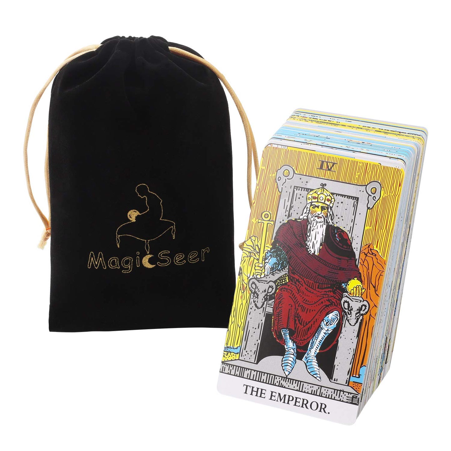 Magicseer Tarot Cards, 78 Pcs Durable Large Borderless Deck For Beginners And Experts, Premium Ink And Precise Printing, Velvet Bag Included, Fortune Telling Game