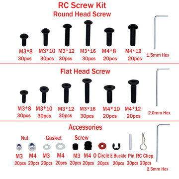 520pcs Universal RC Screw Kit Screws Assortment Set for Traxxas Arrma Redcat HPI Axial SCX10 Losi 1/8 1/10 1/12 1/16 Scale RC Ca