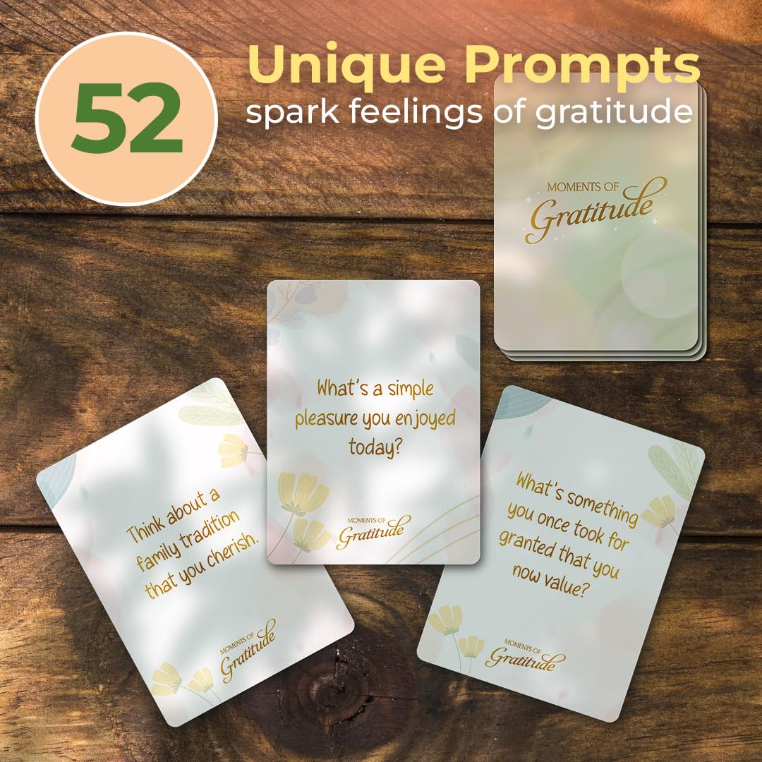 ThinkPsych Moments of Gratitude Deck - 52 Positive Affirmation Cards, Inspiring Journal Prompts, Cardstock, Model 1-MOG