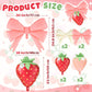 Hungdao 8 Pcs Strawberry Party Decorations 23 Inch Strawberry Balloons 30 Inch Pink Big Bow Balloons for Birthday Baby Shower We