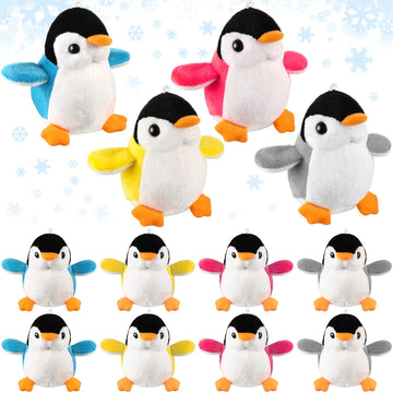 Kasyat 12 Pieces Mini Plush Penguin Stuffed Toys Animal, Cute Small Baby Penguin Stuffed Doll Keyholder Bag Pendant Birthday Party Favor Present For Mother'S Day Boys Girls Gifts(Vibrant Style)