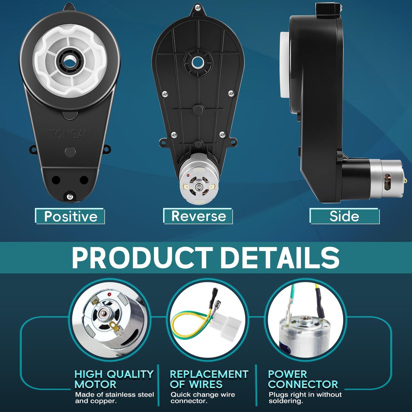 2PCS 24 Volt RS555 35000 RPM High-Speed Motor Gearbox for Power Wheels Motor Upgrade, Pair of 24V Replacement Parts for Ride On