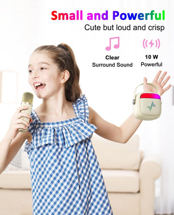 Lenrue Karaoke Machine For Kids, Birthday Gifts For Girls Boys Teens With Wireless Microphone, Colored Lights, Trendy Stuff Gift
