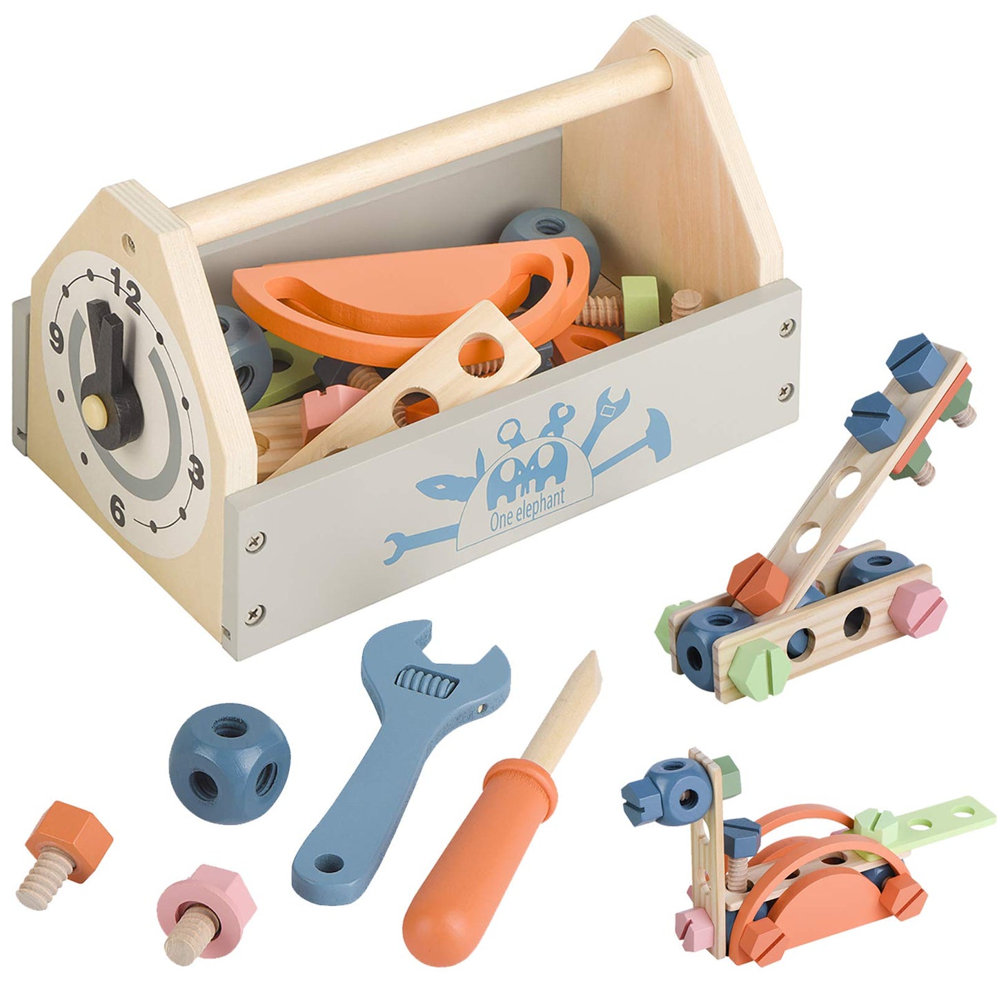 Wooden Tool Toy Toolbox Toddler Educational Construction Kids Toys Play Accessories Set Creative Gift for 3 Year Olds and Up Boy
