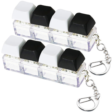 2 Psc Keyboard Fidget Toy  Keyboard Fidget Keychain 4-in-1 Keyboard Decompression Button Finger Clicker Toys  Button Stress Relief Fidget Gifts for mature-themed to Relief Stress (Black+White)