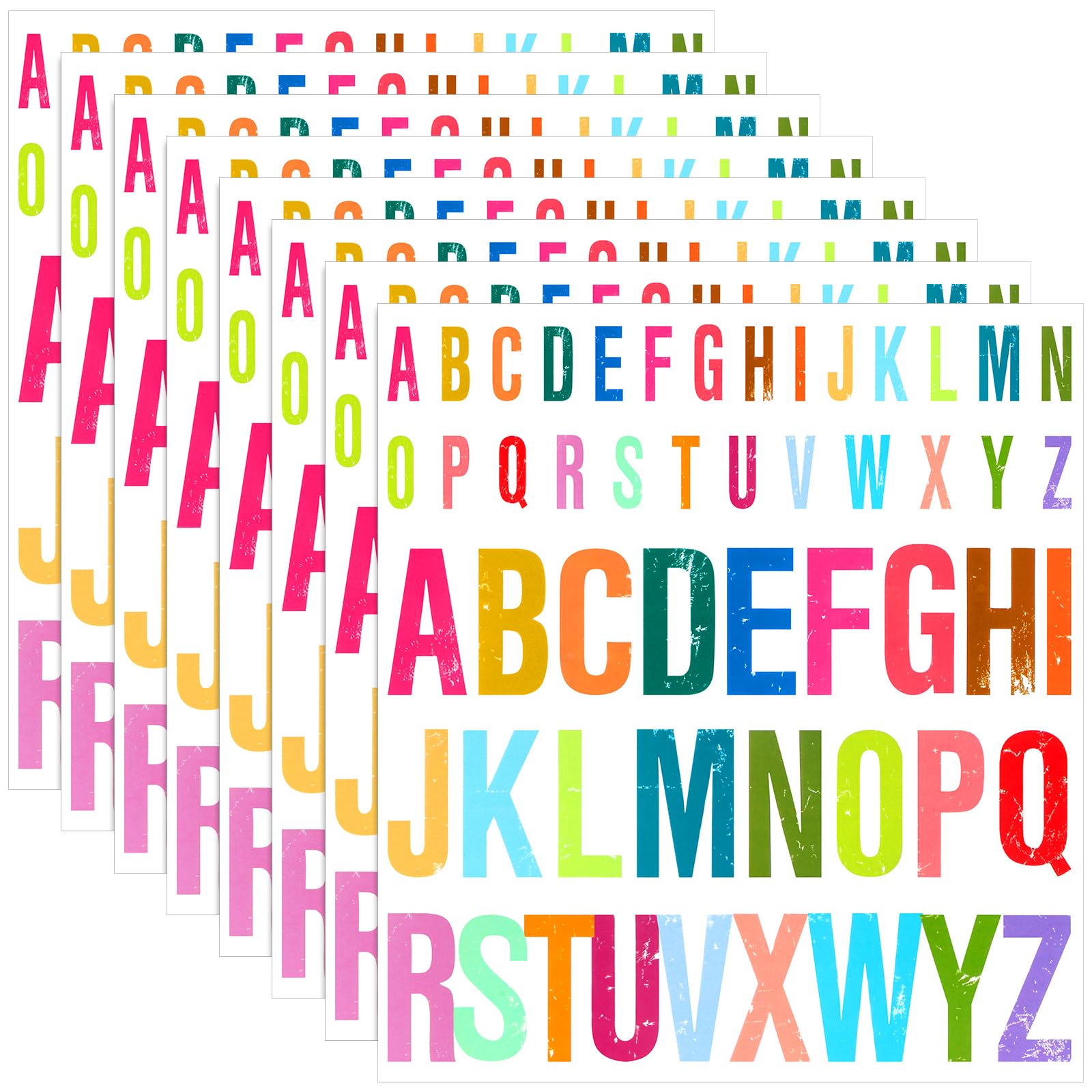 Gersoniel 416 Pieces 8 Sheets 2 Inch 4 Inch Letter Stickers, Large Self Adhesive Letters, Stick on Vinyl Alphabet Sticker for Gr