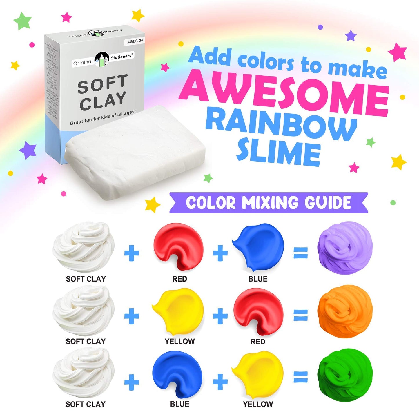 Original Stationery Soft Clay For Slime Making, Moldable Modeling Clay For Kids, Add To Glue And Shaving Foam For Butter Slimes, 1.3 Lbs/600G, Fun Easter And Birthday Gift, Slime Mix Ins Supplies