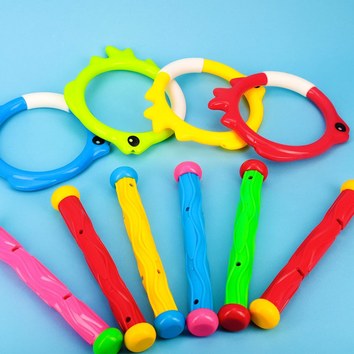 Asona Pool Diving Toys, Swimming Pool Toys, Diving Rings And Diving Sticks Set For Kids Age 4-8, 8-12, Diving Swimming Training Tools, Pool Party Favors, Pool Game Tools Underwater Pool Toys For Kids