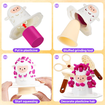 Play Color Dough Set for Kids Ages 4-6, 16PCS Hair Salon Playset, Art Crafts Haircut Play Toys for Girls Boys 3+, Animal Barber