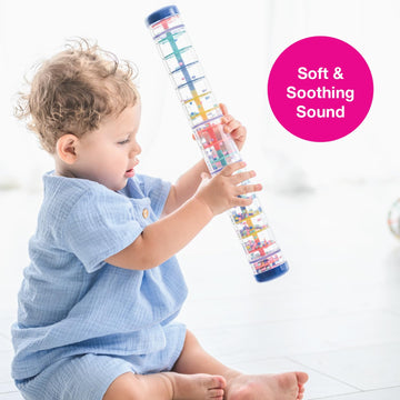 Edushape Mega Rainstick 16 Inch - Rainmaker Toy For Babies, Sensory Tubes Musical Instrument - Rain Stick Baby Toy For Soothing Rain Sounds, Perfect Tummy Time Toys, Engaging Toddler Sensory Play