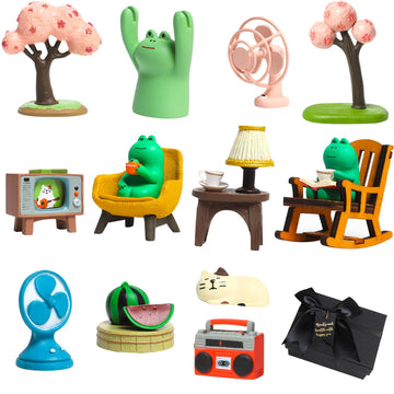 14Pcs Miniature Frog Figurines Cute Desk Accessories Mini Frog Gift Office Desk Decor Tiny Frogs Statue Trinkets Gift For Booksh