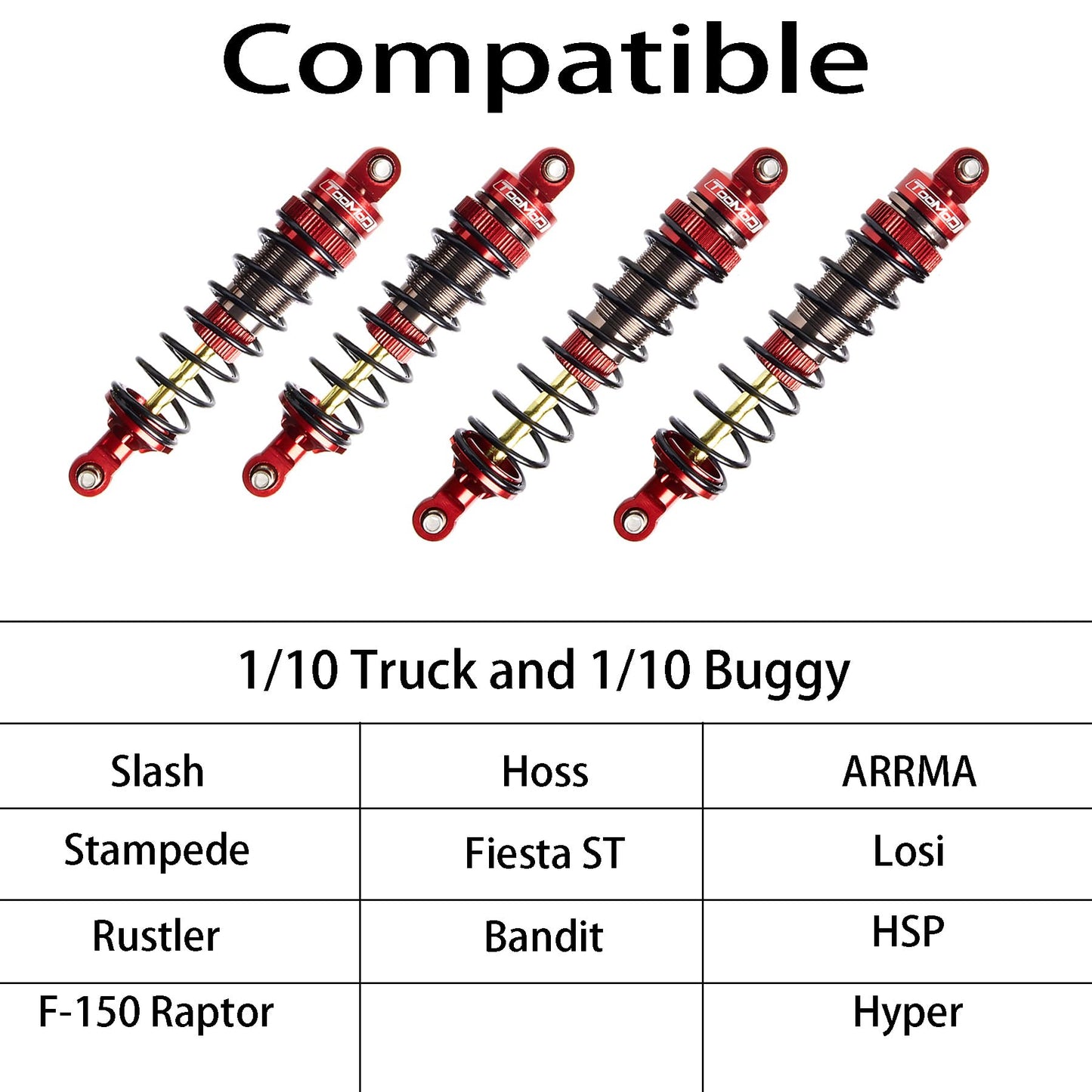 TOOMOD 90mm/105mm RC Oil Shock Absorber Big Bore Damper for 1/10 Slash 2WD, 4WD 4x4,Stampede,Rustler 4X4 VXL, Hoss,Bandit, Ford,