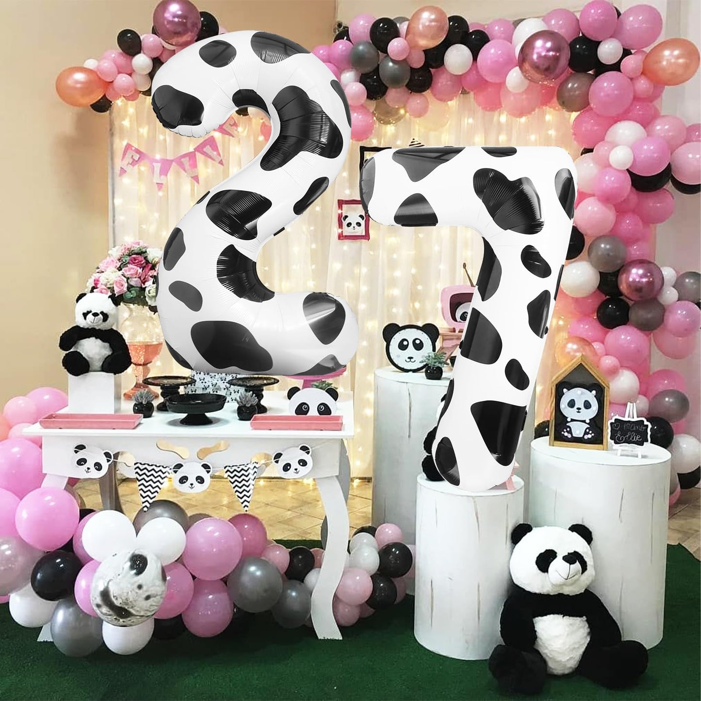 Lebery Cow Print Number Balloon 40 Inch Cow Print Number 7 Balloon Cowgirl Theme Number Balloon For 7Th Birthday Party Cow Balloons Black White Number 7 Foil Balloon For Farm Barn Animal Decor