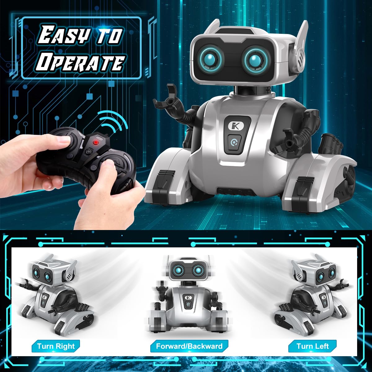 REMOKING STEM Remote Control Robot Toy for Kids, Educational Intelligent RC Toy With Dance, LED Eyes, Interactive Smart Gifts fo
