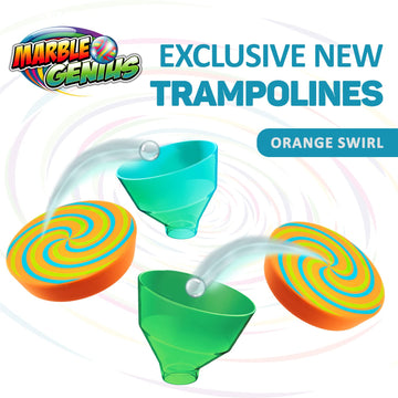 Marble Genius Stunts Trampoline Set: Includes 2 New Patented Trampolines And 2 Catch Buckets, Compatible With Other Marble Genius Products, Includes Online App, For Ages 5 And Above, Orange Swirl