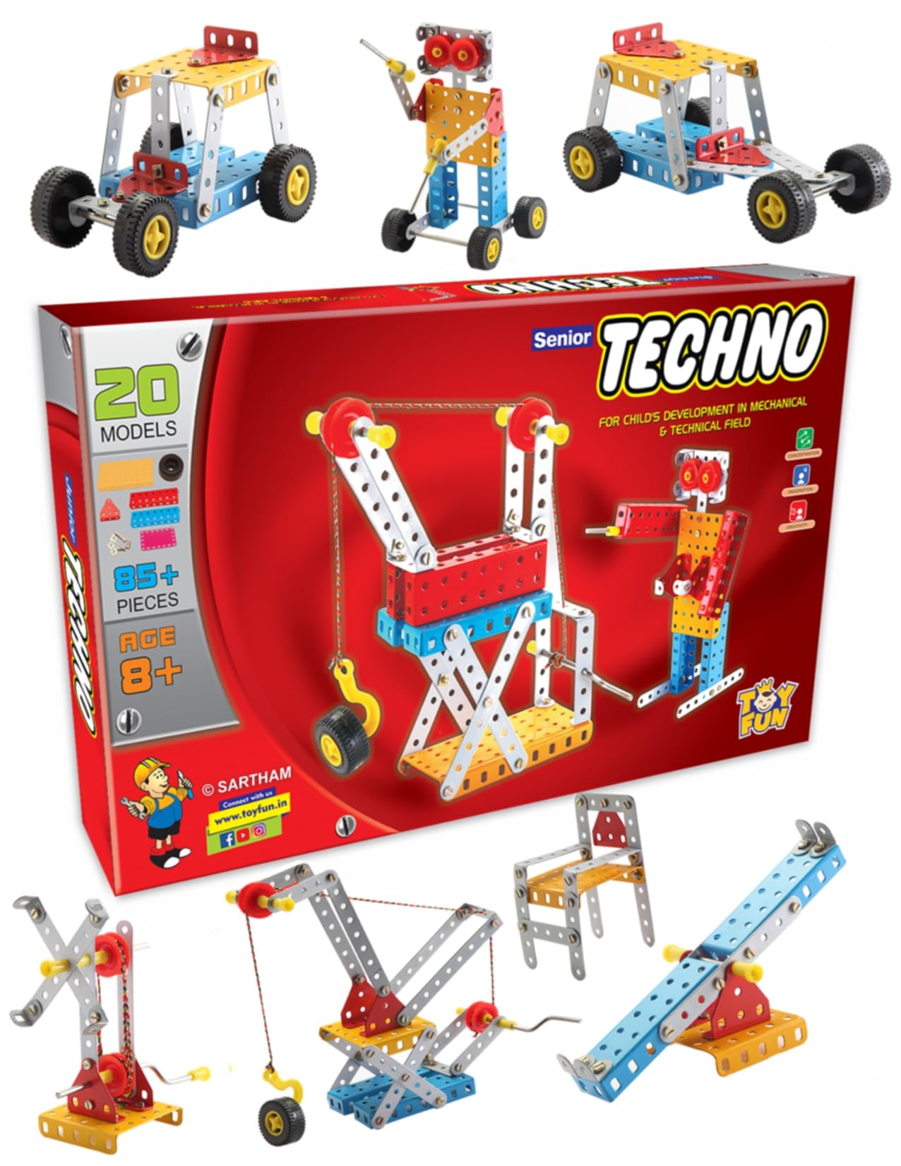 Sartham Senior Techno, Age 8+ | Stem Mechanical And Educational Diy Toy Kit For Kids | Model Building Engineering Game For Kids 