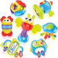 Moontoy 7Pcs Baby Rattles Toy Set, Baby Toys 0-6 Months Infant Toys 6-12 Months Teethers For Babies 3-6 Months Baby Stocking Stuffers, Sensory Teething Toys 0 1 2 3 4 5 6 Month Newborn Boy Girl Gifts