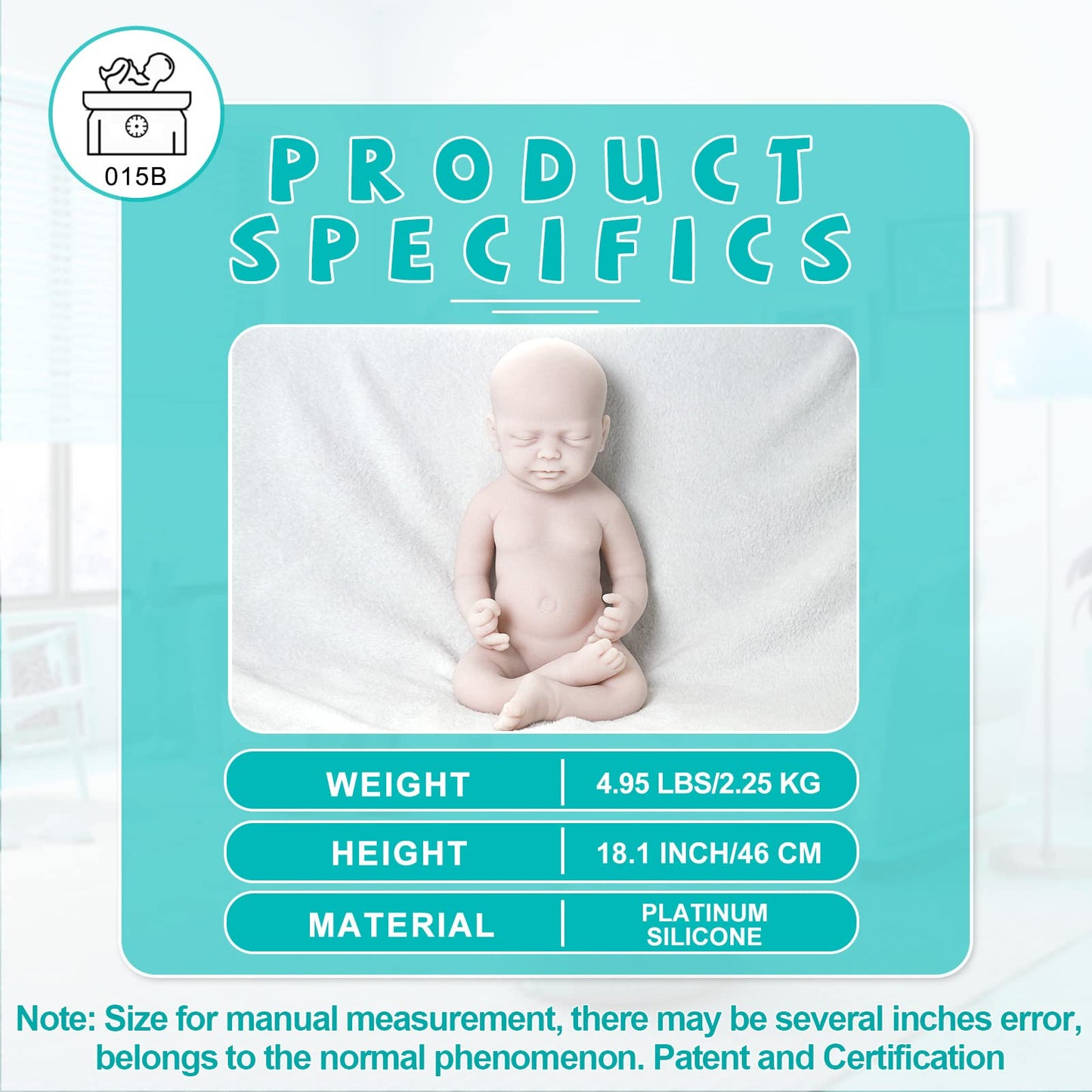 Aisite Full Silicone Reborn Baby Dolls - 18 Inch Unpainted Baby Doll Boy, Christmas&Birthday Gifts, Suitable For 3+