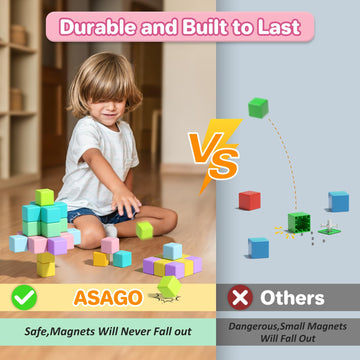 1.34 inch 56PCS Magnetic Blocks for Toddlers 4-8 Large Macaron Magnet Building Cubes for Kids Ages 3-5 Stem Preschool Stack Cons