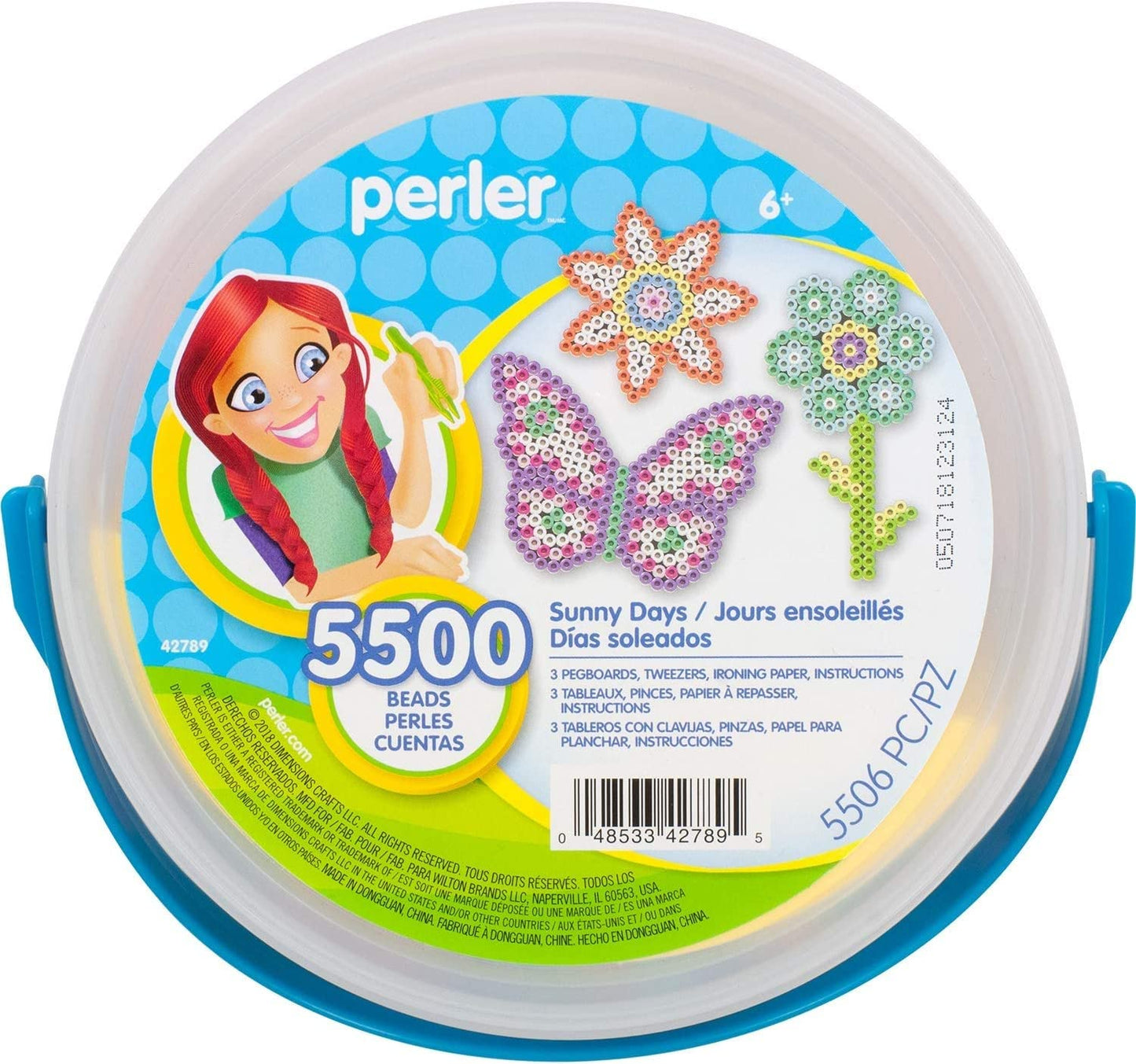 Perler Fuse Bead Bucket, 5500 pcs, Multicolor, Model 42789, Paper Material