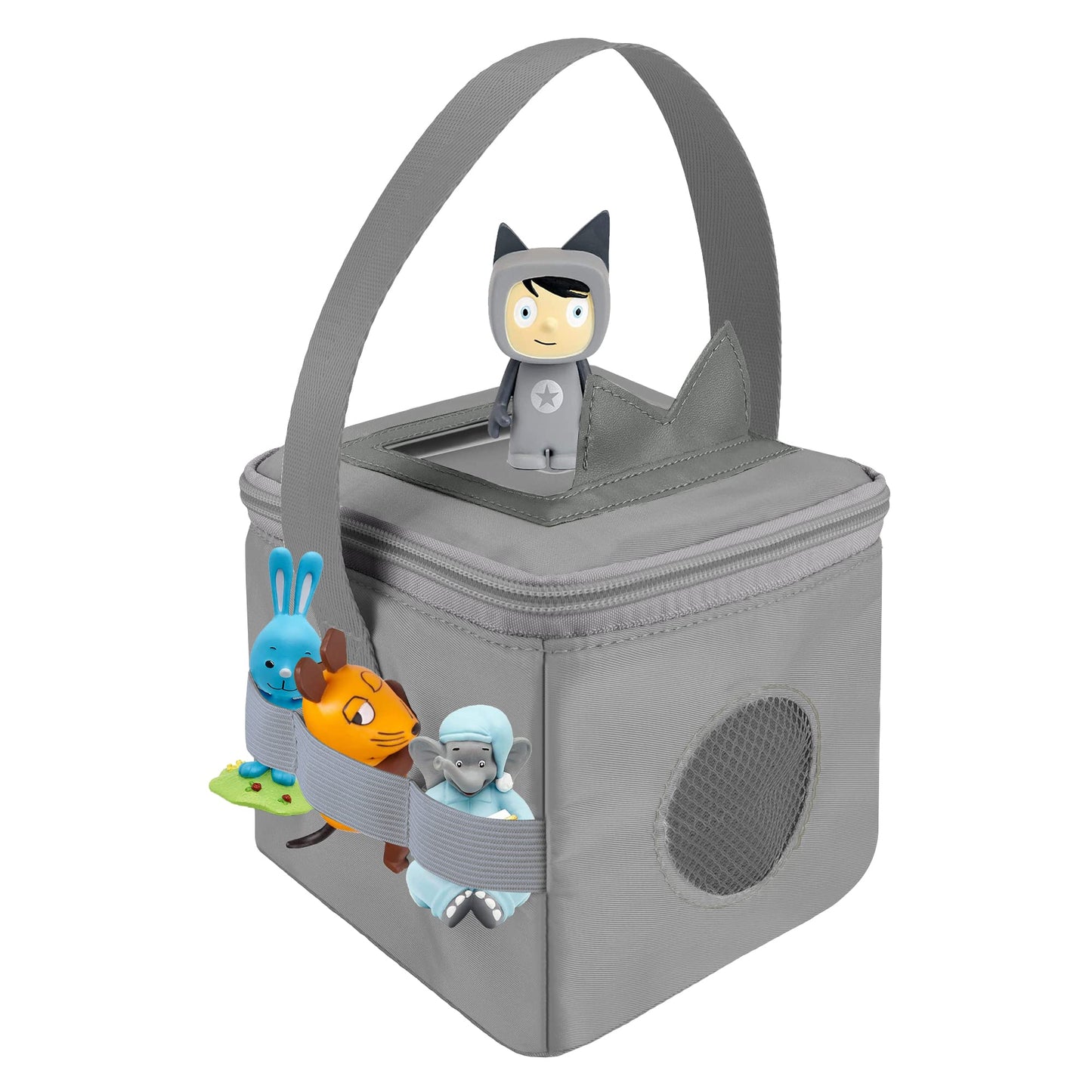 Annmore Storage Bag For Tonies Box And Figures, With Cover For Tonies Ears, Carrying Case For Toniebox And Characters, Gray