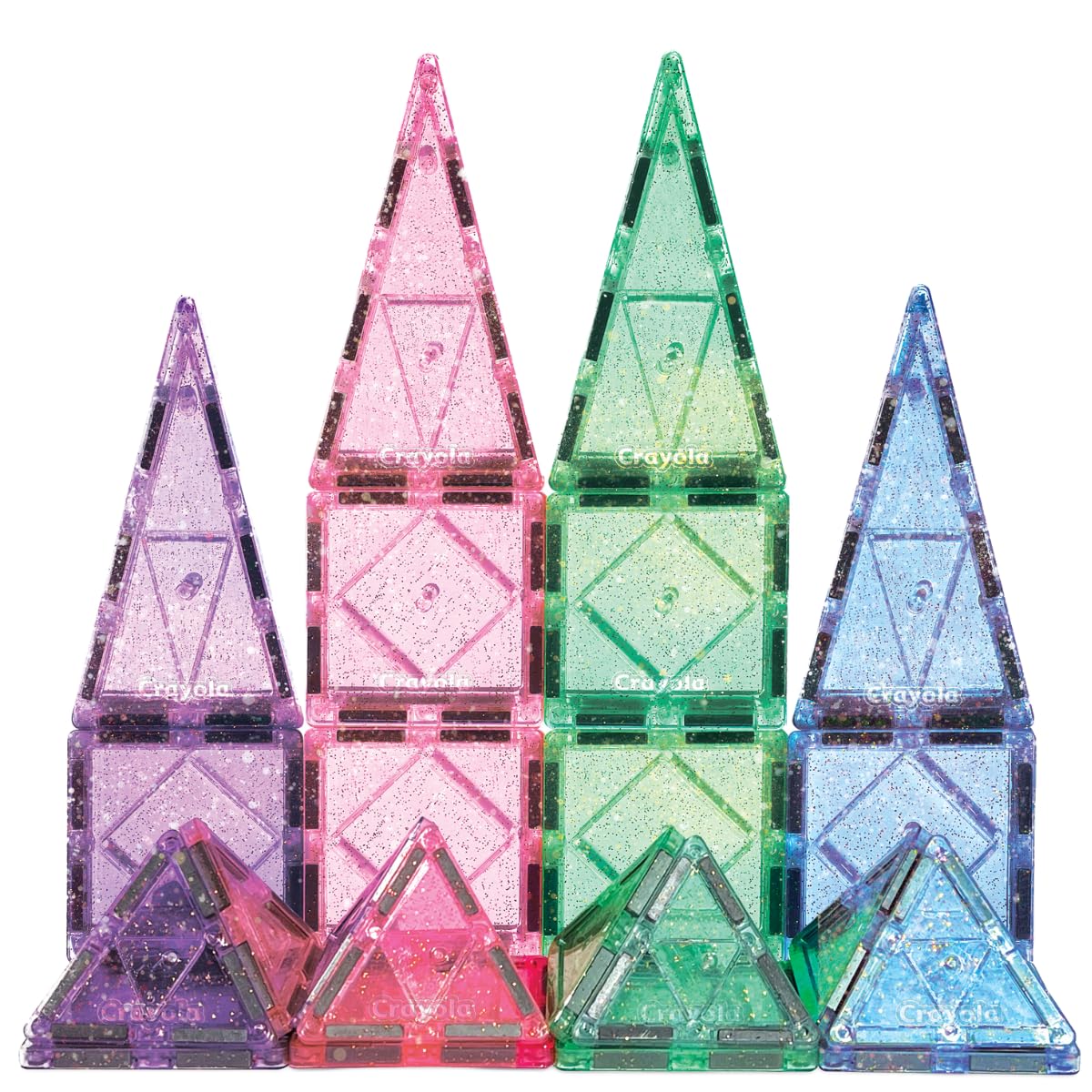 CreateOn Crayola Glitter Magnetic Tiles, Building Set for Kids, Magnetic Tiles, Kids Building Toys, STEM & Montessori Toys for B