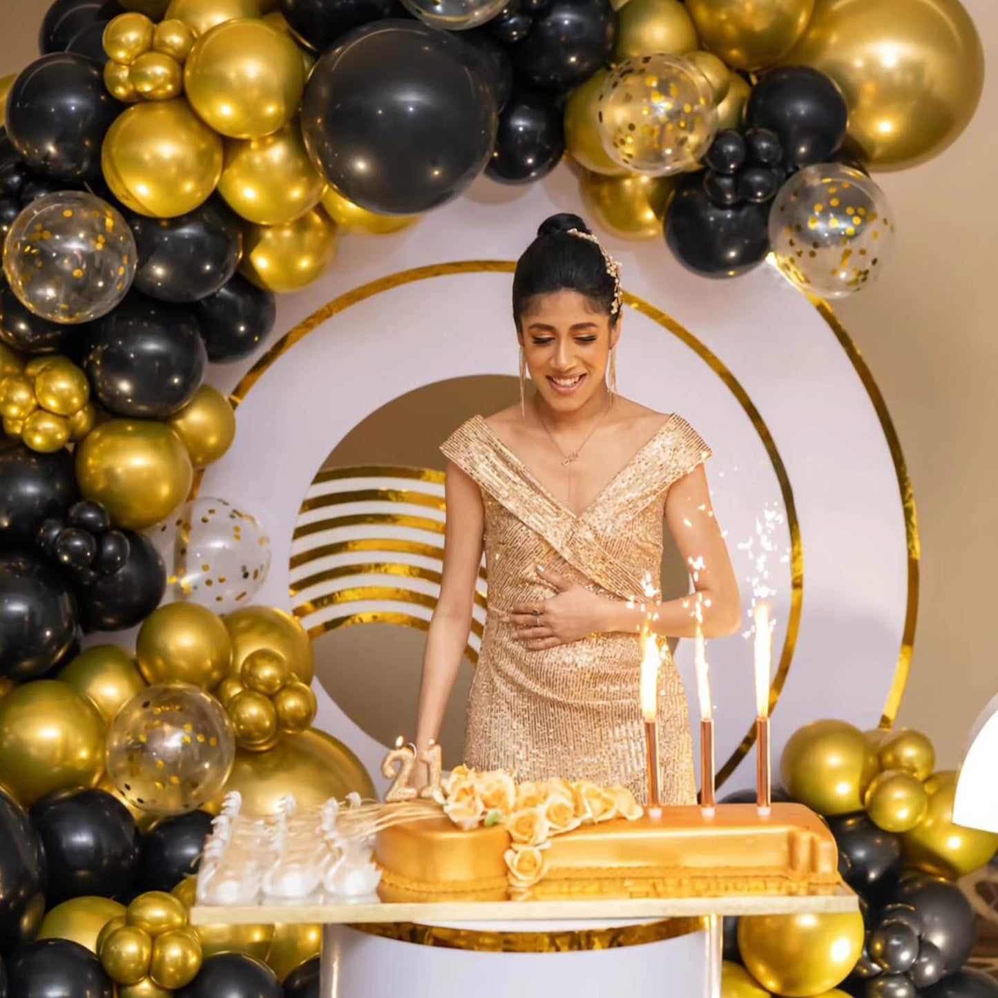 Jobkoo 5 Inch Gold Balloons, 60 Pcs Gold Metallic Balloon Small Metallic Gold Chrome Balloons 5'' Mini Matte Golden Latex Balloo