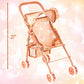 The New York Doll Collection Baby Doll Stroller for Toddlers, Foldable with Canopy, Beige Butterfly, Includes Storage Basket and Seatbelt