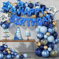 Toniful 35Pcs Blue Happy Birthday Decorations 16 Inch Happy Birthday Balloon Banner With Star Balloons Mylar Foil Birthday Party