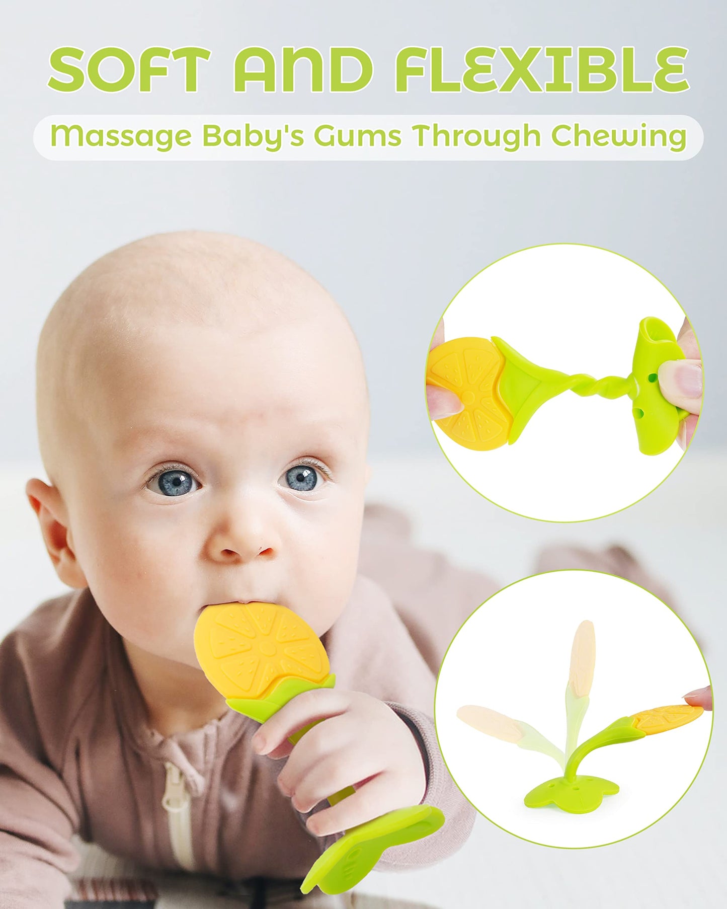 Teething Toys for Babies, 10 Pack Silicone Baby Teethers, Frozen Baby Teething Toys, Fruit Shape, BPA-Free, Natural Organic Soft