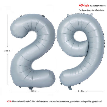 40 In Matte Gray Number Balloons Helium Foil Mylar Balloon Birthday Party Banquet Decoration 29