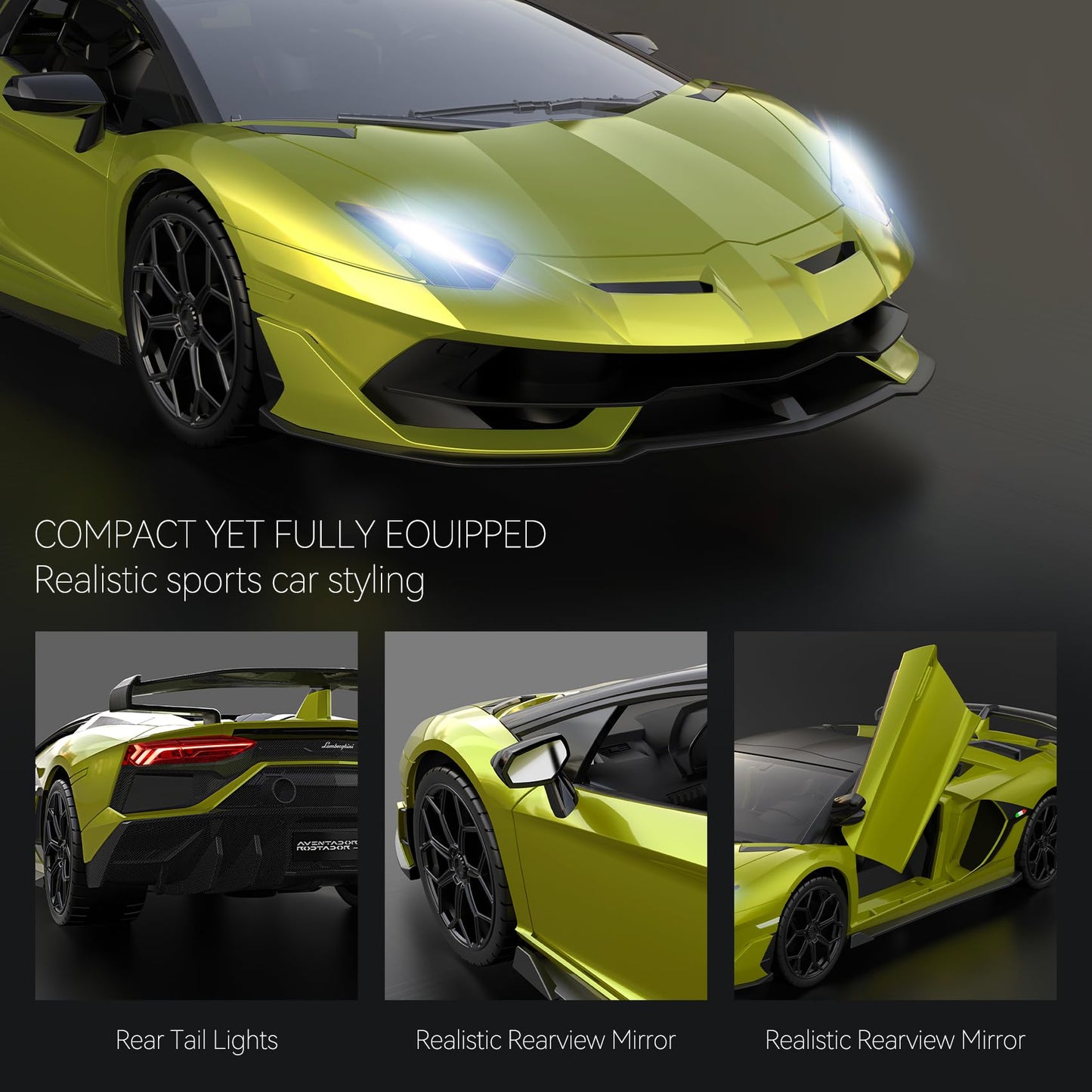 AEROQUEST Lamborghini Remote Control Car, Officially Licensed 1:14 Lambo RC Car for Boys Girls Birthday Gift, Green Toys for 3 4