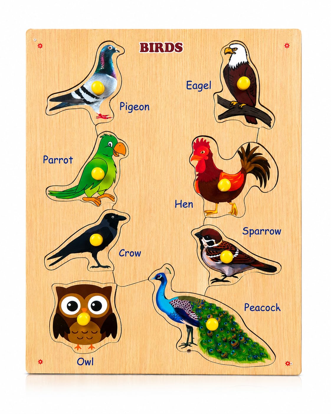 Wooden Birds Puzzle Board For Kids | Bird Shape Matching Puzzle | Montessori Educational Wooden Toy For Toddlers | Early Learnin