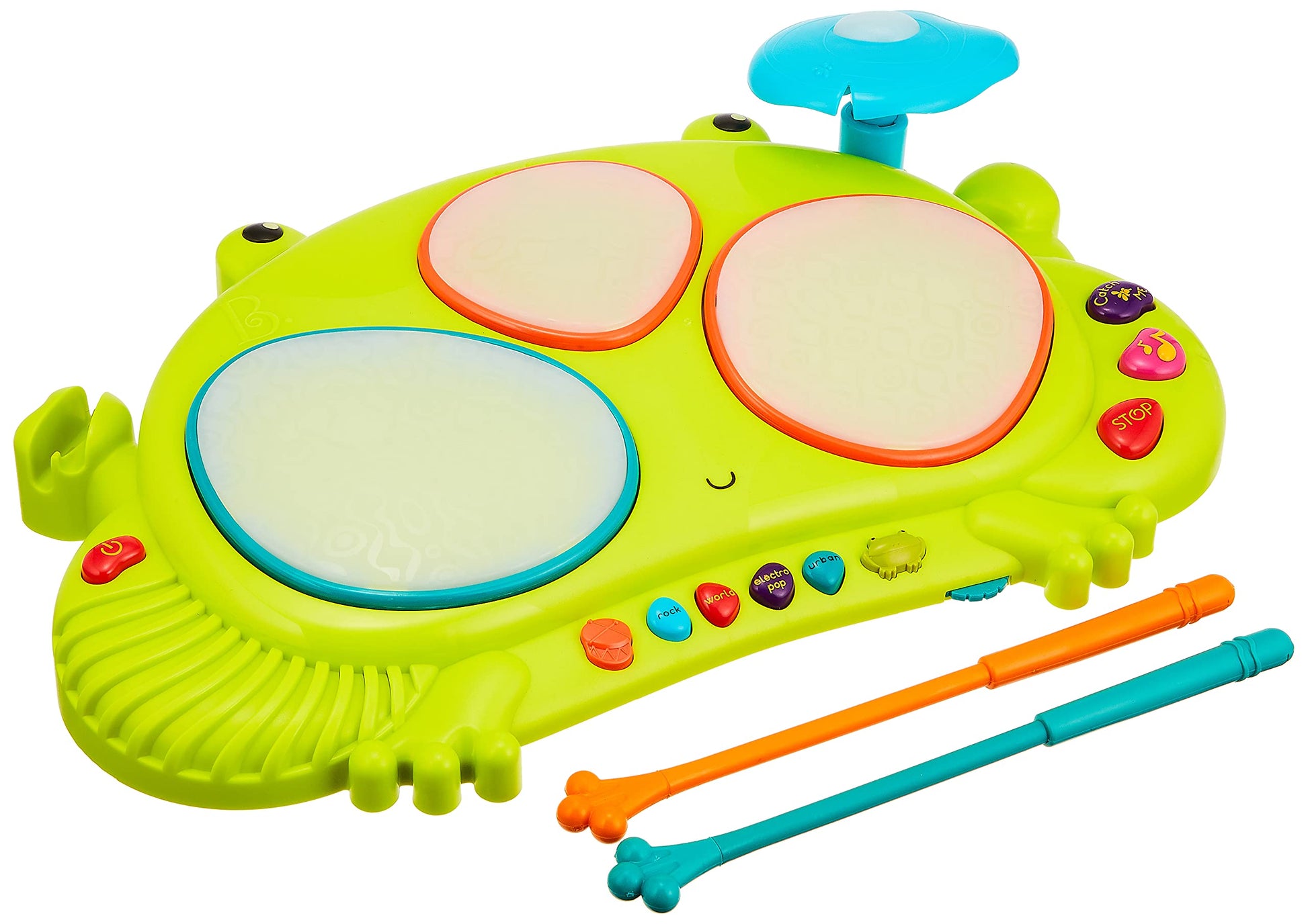 B. toys - Ribbit - tat - tat Musical Drum Set for Toddlers, Light - Up Educational Musical Instruments with 5 Rhythms and Demo S