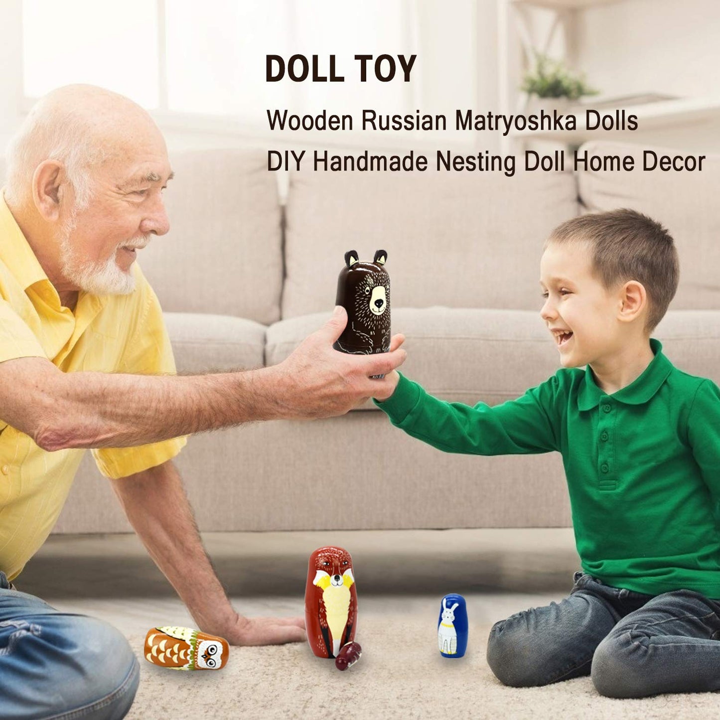 HYCLES Nesting Dolls Russian Matryoshka Wood Stacking Nested Set for Kids Handmade Toys for Children Kids Christmas Birthday Dec